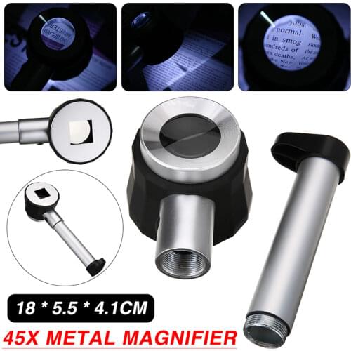Handheld 45X Folding Metal Magnifiers Loupes Linen Tester Cloth Thread Counter Magnifier Magnifying Glass With Light Calibration