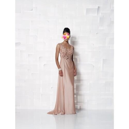 Champagne Mother Dresses V Neck Beach Evening Dresses For Weddings vestido de festa para mae da noiva Dress for Women Chiffon