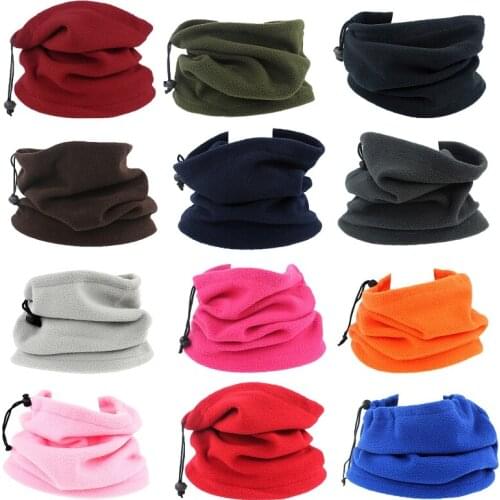 Unisex Winter Faux Fleece Neck Gaiter Warmer Drawstring Windproof Face Cover Cycling Multifunctional Infinite Scarf Tube A14 21