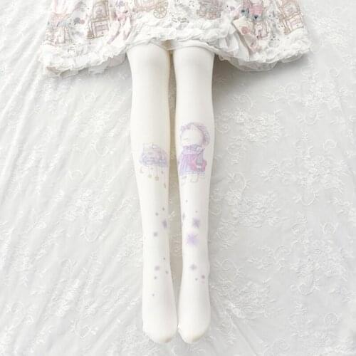 Cloud Star Meow Lolita Patyhose Japanese-style Cute Lolita Printed Stockings Loli GIRLS Silk Stockings