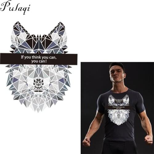 Pulaqi Wild Wolf Letter Heat Transfers Clothing Iron On Clothes T-shirt DIY For Kids Women Patches Washable Thermal Transfer B