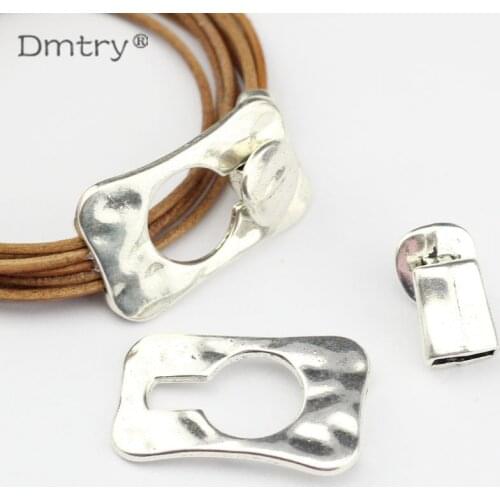 Dmtry 3set Vintage Antique Silver Plated Leather Bracelets Clasp End Cap Connectors For Jewelry Making Accessory Materials C0004