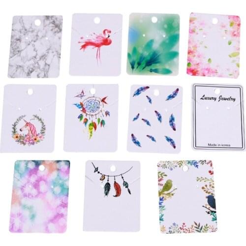 100Pcs/set Marble/UnicorH Design Earrings and Necklace Display Cards Jewelry Packaging Displays Holder Earring Tags 1.96 *3.5 in