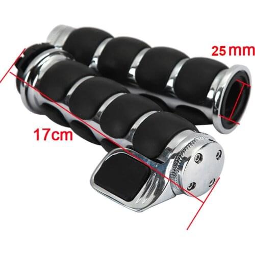25mm Chopper Cruiser Handlebar Sliver Black Handle Motorcycle Custom Chrome Aluminum Hand Grips