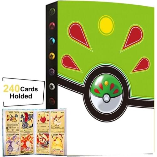 4 Pocket 240 Card Pokemon Album Cards Holder Playing Game Cartoon Anime Pokémon Map Collectors Book Binder Folder Loaded List