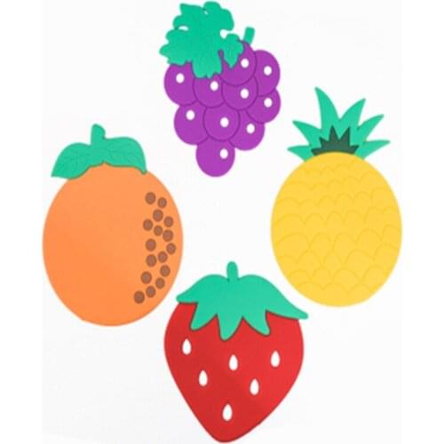 50pcs/lot Fruit coaster Silicone cup mat placemat stand hot coasters kitchen table mats Pad Slip Holder