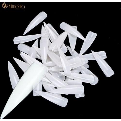 500PCS Long Sharp Stiletto False Nail Art Tips Acrylic Salon White Artificial Fake Nail Art Tips Half Cover Nail Art Makeup DIY