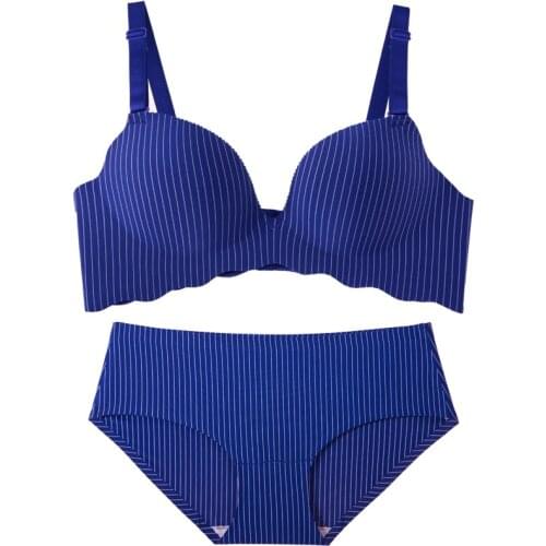 Baharcelin ABC CUP Woman Young Girl Push Up Bra wirefree French Romantic Gathered striped bra cute sweet bra set underwear
