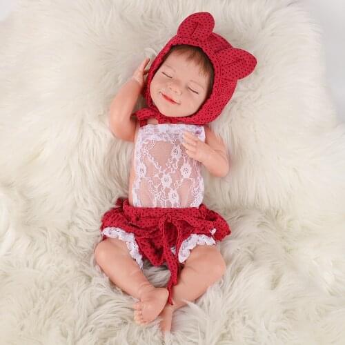 Bebe doll reborn toddler girl red dress lifelike real soft touch full body silicone girl doll