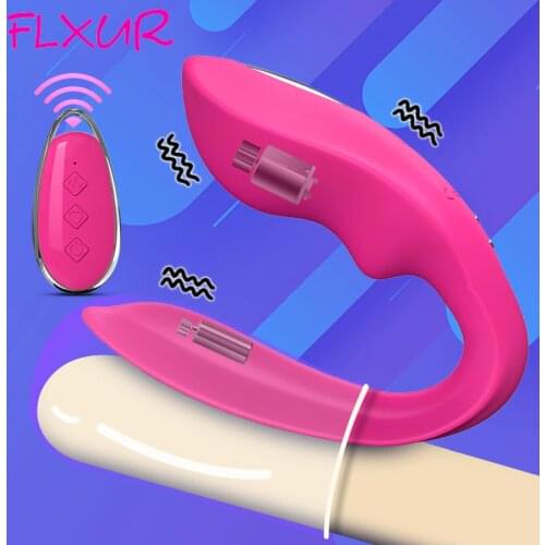 FLXUR U Wireless Dildo Vibrator Adult Toy For Couples G Spot Stimulator Remote Control Double Vibrators Sex Toy For Man or Woman