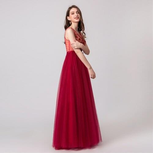 Noble V-neck Evening Dress 2019 Sexy Crystal Beading Split Tulle Prom Dress Floor-Length Evening Dress Vestido Longo Festa