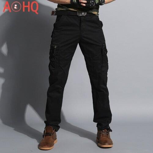 Military Denim Cargo Pants Men , 6 Pockets Casual Work Combat Trousers Male Army Camo Cargo Pant Plus Size 40 42