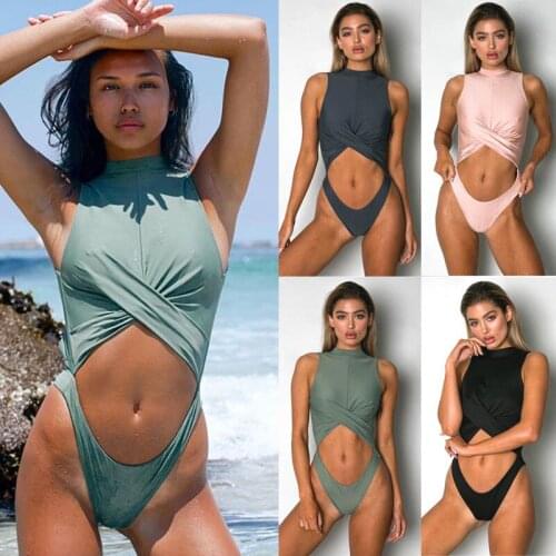 One Piece Ladies Women Solid Sexy Swimwear Woman Backless Swimsuit Monokini Bikini 2019 Bathing Suit Clothing