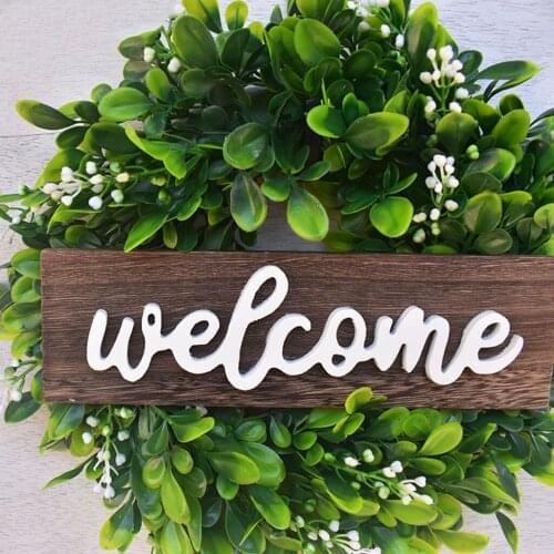 Wooden Welcome Sign Front Door Wreath Farmhouse Home Wedding Party Decors