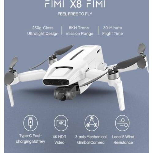 FIMI X8 Mini 3-AxisCamera Drone 250g-class 8km 4k Professional Quadcopter GPS Remote Control Helicopter Flight Time 30 Minutes