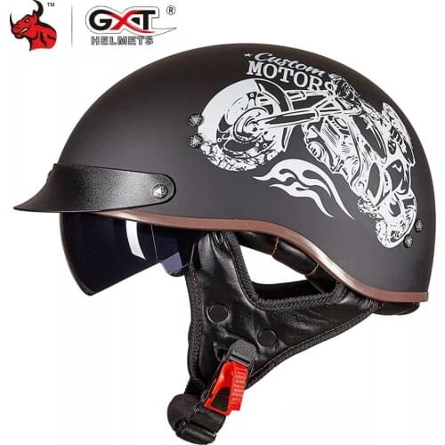 GXT Retro Motorcycle Helmet Vintage Moto Helmet Open Face Scooter Biker Motorbike Racing riding Helmet DOT Approved M-2XL