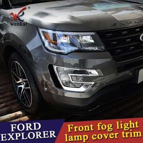Chrome Front fog light lamp cover trim 2pcs For Ford Explorer 2016 2017 2018 car styling Accessories