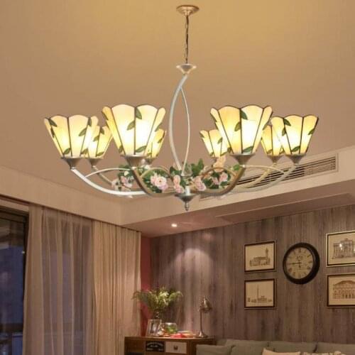 Art decor stained glass Chandelier Lighting for dining room rural Nordic color home lighting retro E27 living room chandeliers