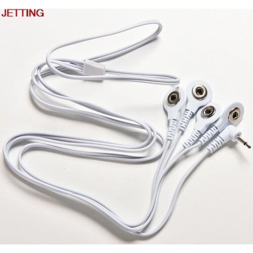 JETTING 2.5mm 4 Buttons Electrode Lead Wires Connecting Cables for Digital TENS Therapy Machine Massager Electrode Wire Plug