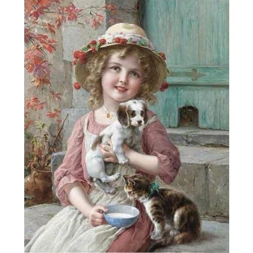 DIY diamond painting kits Young girl 3d square and full rhinestones pictures diamond embroidery mosaic crafts for handmade DW202