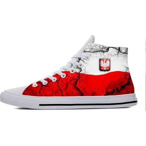Poland Flag Hot Fashion Vintage Funny Popular Casual Cloth Shoes High Top Lightweight Breathable 3D Printed Men women Sneakers
