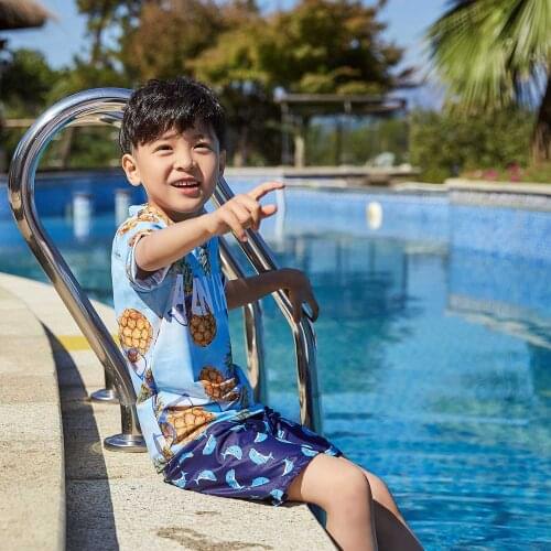 Swimsuit UV Sun Protection Two Piece Swimwear Rash Guard Top & Bottom Short Sleeve Shirt Boyshort Sets Beach Wear Bathing Suit