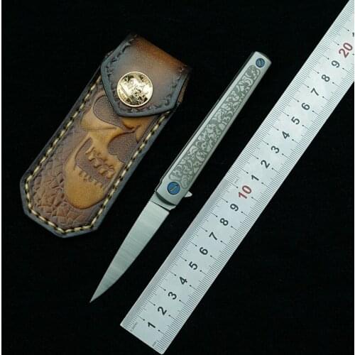 LEMIFSHE small fishbone folding knife M390 blade titanium alloy handle outdoor camping pocket survival fruit knife EDC tool