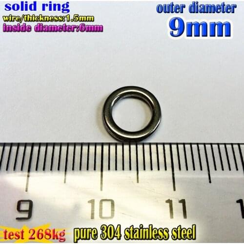 2019 hot fishing solid rings size wire1.5mmoutder diameter9mmquantily200pcs/lot 304Stainless steel Factory direct production