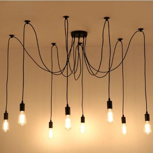 LOFT Modern White/Black Lustre chandeliers 3-16 Arms Retro Adjustable Edison Bulb Lamp E27 Art Spider Ceiling luminaire Fixture