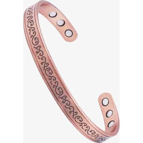Magnetic Copper Bangle Simple Printing Bracelet for Men and Women, Magnetic Rehabilitation and Health Care Jewelry