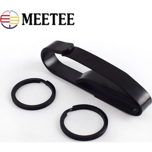 Meetee 1pc/2pcs ID65mm Stainless Steel Belt Loop Buckle Metal Black Key Clip Hook DIY Belts Keychain O Ring Buckles Accessories