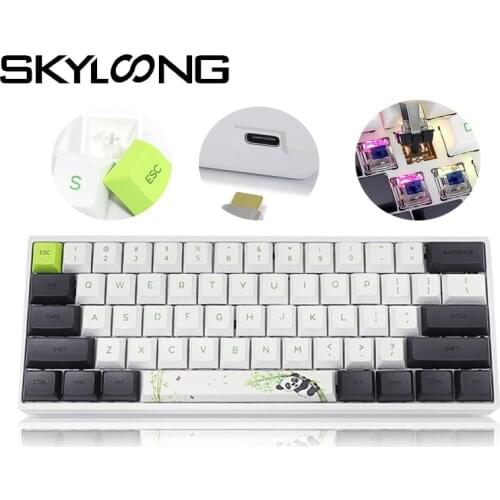 Skyloong SK61S Panda 60% Mini Hot Swap Mechanical Keyboard RGB PBT Keycaps Wireless Bluetooth Gaming Keyboard For Desktop/Laptop