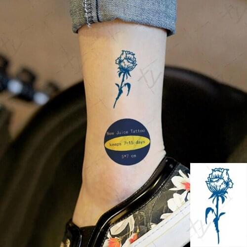 Juice Tatto Stickers Minimalist Butterfly Rose Leaf Body Art Ink Blue Waterproof Temporary Fake Tattoo for Kids Girl Women