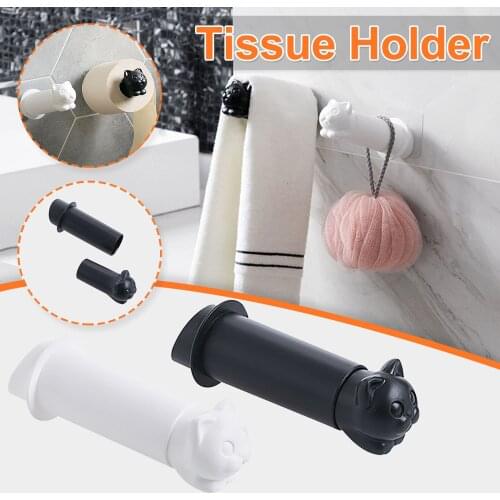Wall Mounted Cat Toilet Roll Holder Hanger Bathroom Kitchen Roll Paper Rack Tissue Towel Rack Home Wall Stand Bathroom Organizer