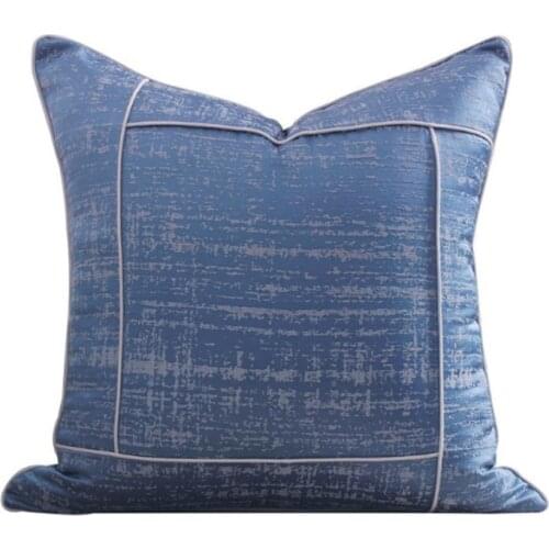 DUNXDECO Cushion Cover Decorative Pillow Case Simple Modern Cold Blue Jacquard Home Office Sofa Chair Decoration Coussin