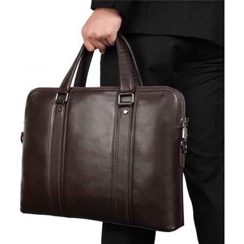 Nesitu High-end Blue Black Coffee Genuine Leather 14'' Laptop Men Briefcase Business Messenger Bag Office Portfolio M7325