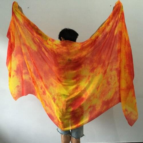 New 98"=250cm real 100% silk Veils for belly dancing Tie-dyed colorful Bellydance Fan Veils Stage Show Props Hand Scarf