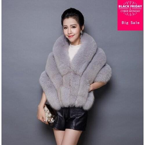 Haining autumn and winter new fashion brand warm faux fox fur silver fox fur coat shawl cloak w1979