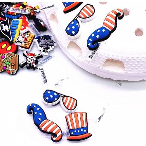 Novelty Cute Shoe Charms PVC Hat Glasses Character Deaigner Shoes Sandals Accessories For Croc JIBZ Kids Gifts Dropshipping