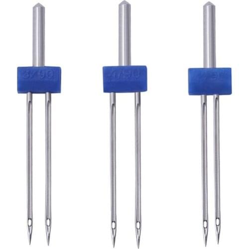 New 500pcs/lot 3Size Durable Double Twin Needles Pins Twin Stretch Machine Needles Size 2.0/90 3.0/90 4.0/90