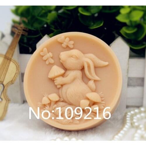 New Product!!1pcs Rabbit with Mushroom (zx194) Silicone Handmade Soap Mold Crafts DIY Mould
