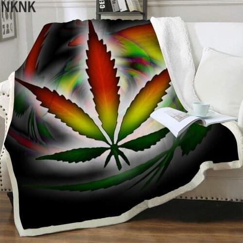 NKNK Leaves Blankets Colorful Bedding Throw Dizziness Bedspread For Bed Psychedelic Plush Throw Blanket Sherpa Blanket Fashion