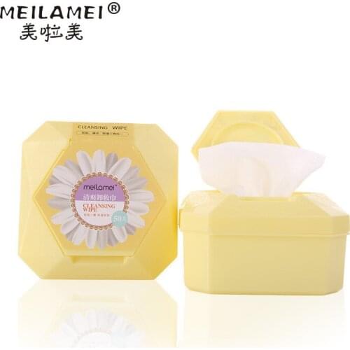 Refreshing Spunlace Nonwoven Fabric Herbaceous Mild Wet Wipe Removable Unloading Light Make-up 50 PCS/BOX E2118