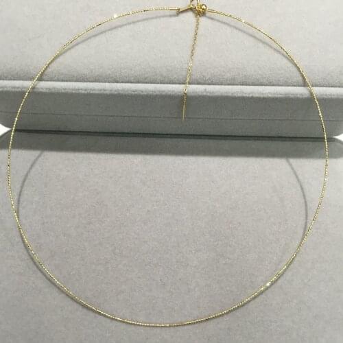 18K Gold Necklace Simple Style Adjustable Size It can match with any pendant or lucky beads Fine Jewelry torques