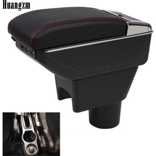 Rotatable heighten armrest box For Renault Dacia Duster I 2010-2015 Central console storage box ashtray Cup holder PU Leather