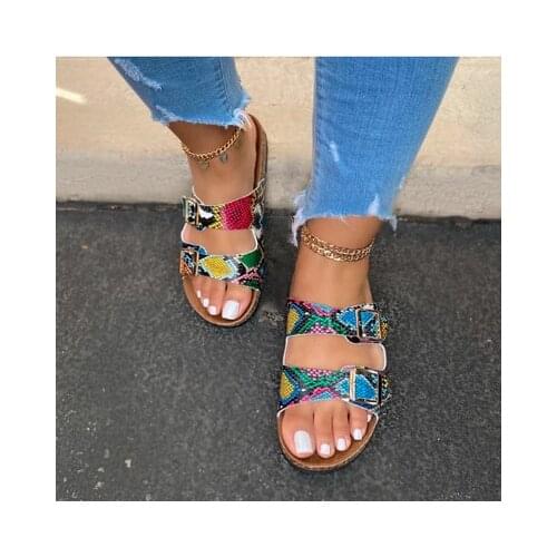 2020 Crystal Outdoor beach sandals Summer Women Slippers Bling ladies open toe Comfort slip woman shoes Candy color Cobra