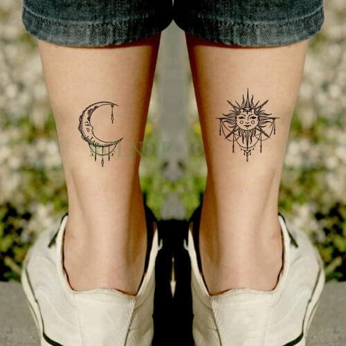 Waterproof Temporary Tattoo Sticker sun Moon Fake Tatto Flash Tatoo Tatouage Wrist Foot Hand Arm tatoos For Girl Women Men Kids