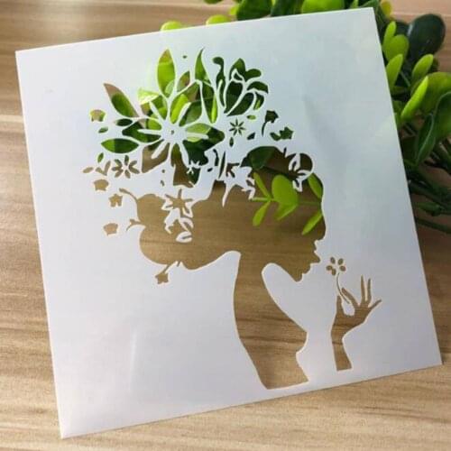 Stencil Beauty Flower Scrapbooking Photo Album Decorative Embossing Bullet Journal Stencils Template For Painting Wall Reusable