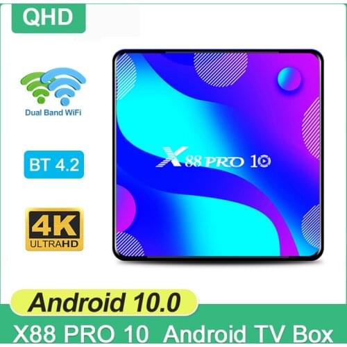 X88 PRO10 TV Box Android 10.0 4G 64GB 32G RK3318 Full HD BT4.0 2.4G/5G Wifi 4K Media Player Android BOX Smart TV Set Top Box