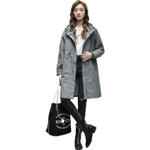Windbreaker Womens Mid-Length Coats British Style Overcoat 2021 Spring New Plus Size Spring Autumn Jacket Outerwear Female Coat
